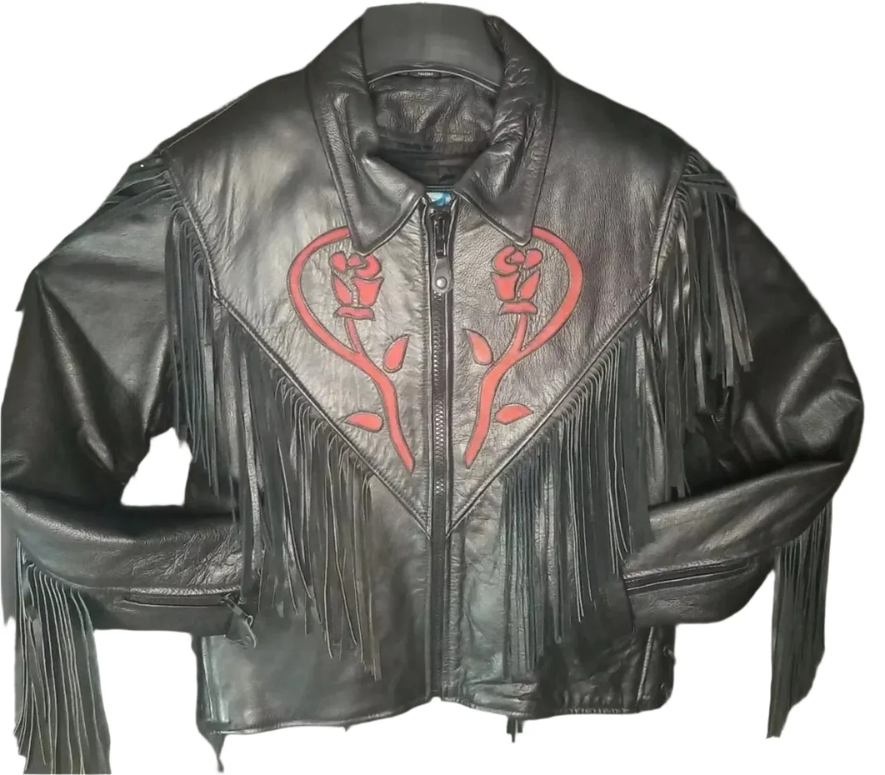 Western Fringe Black Leather Jacket for Women Cowgirl WFJ741