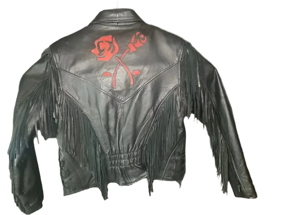 Western Fringe Black Leather Jacket for Women Cowgirl WFJ741