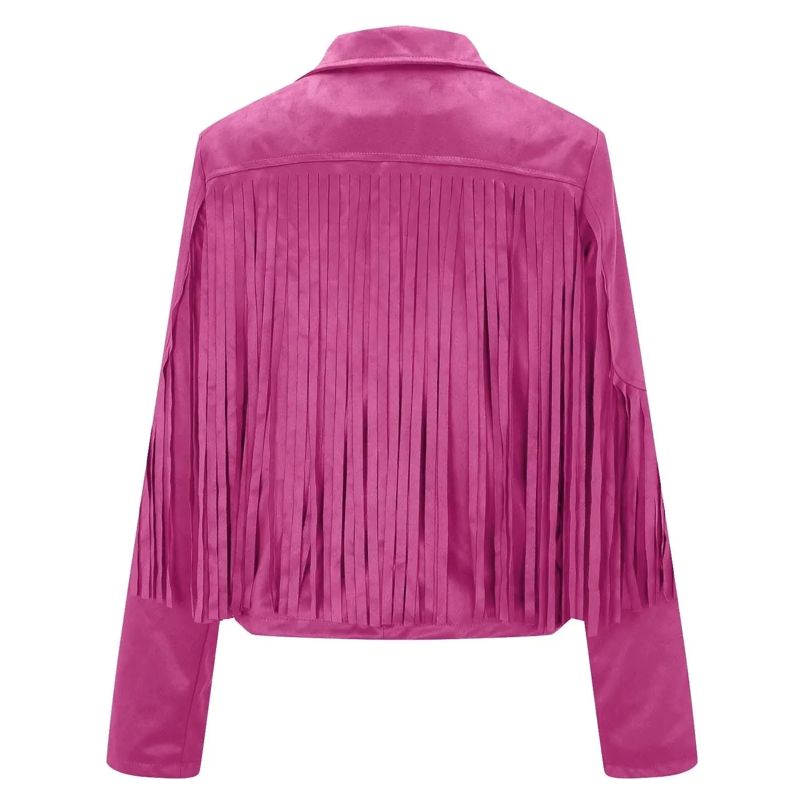 Western Fringe Pink Leather Jacket for Women WFJ915