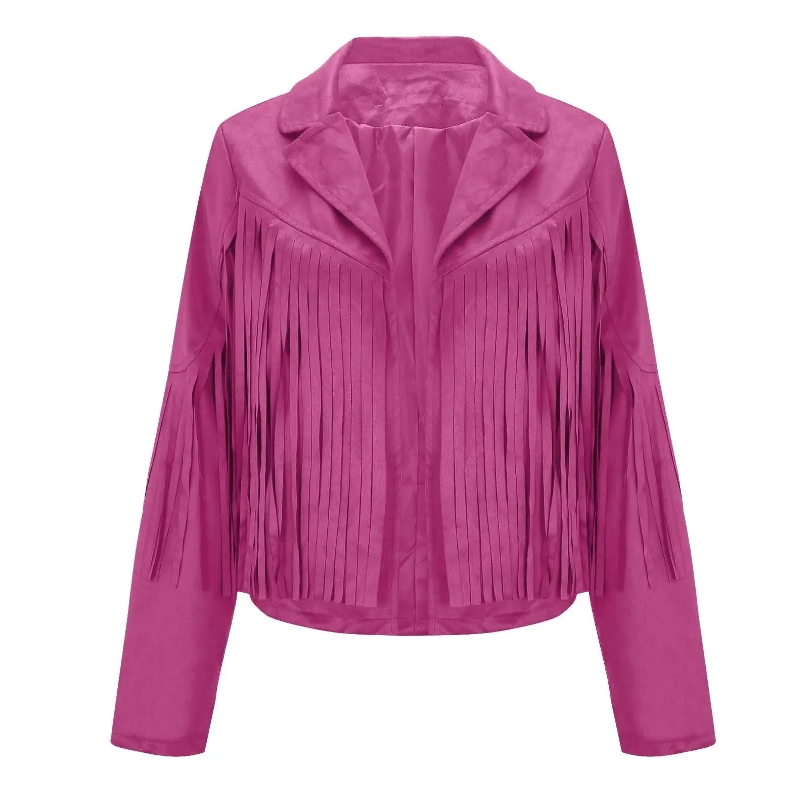 Western Fringe Pink Leather Jacket for Women WFJ915