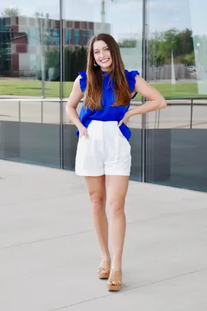 White Pleated Shorts
