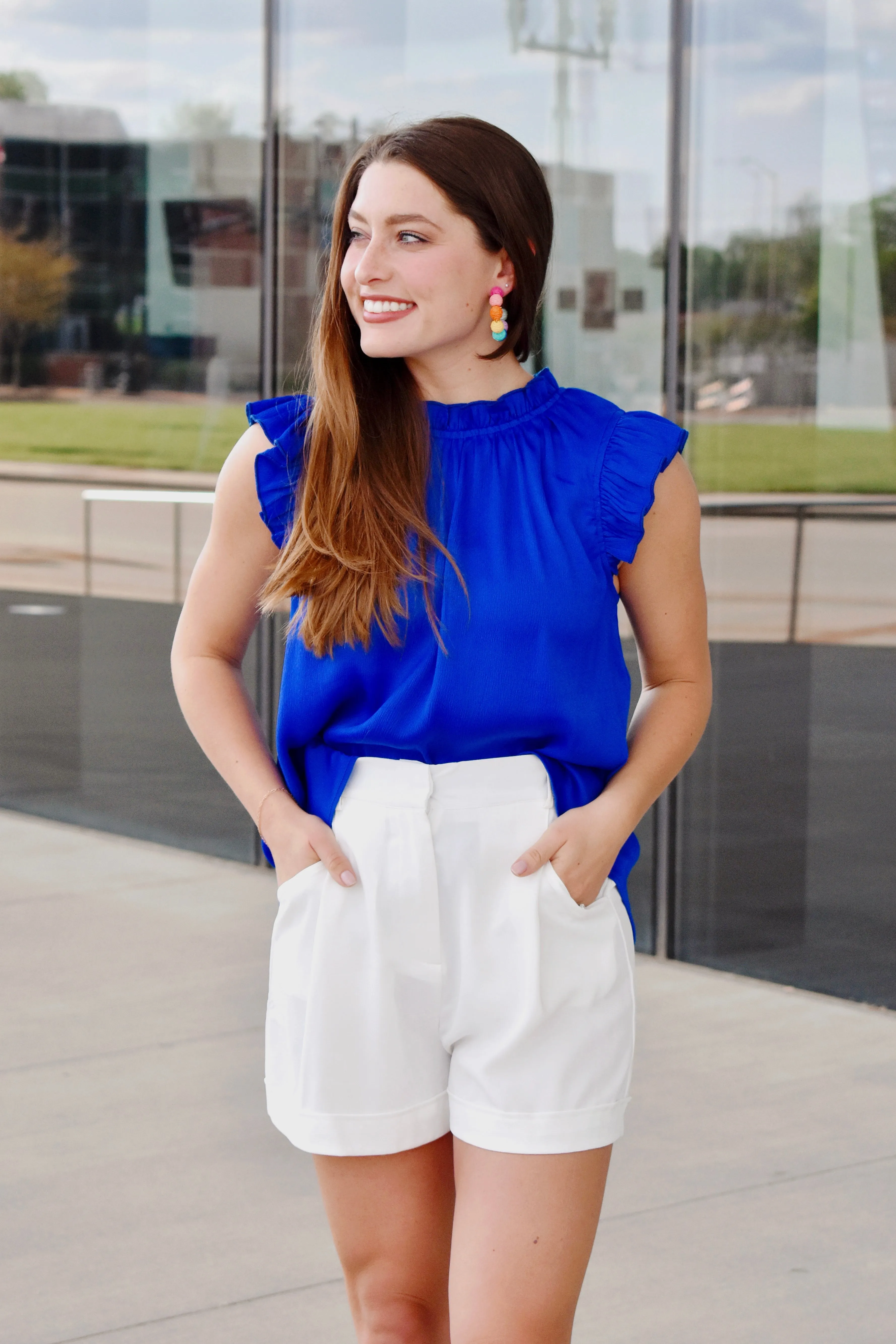 White Pleated Shorts