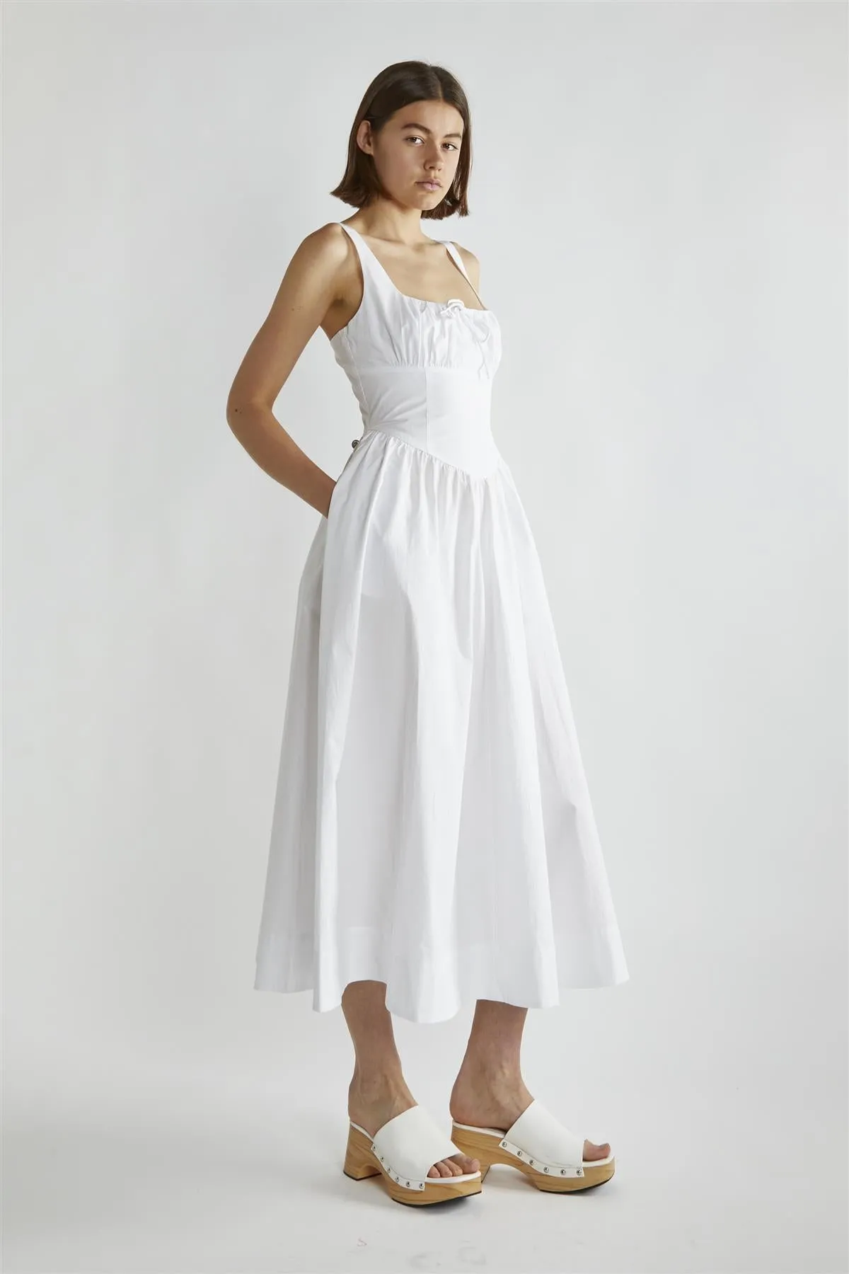 White  Skater Midi-Dress
