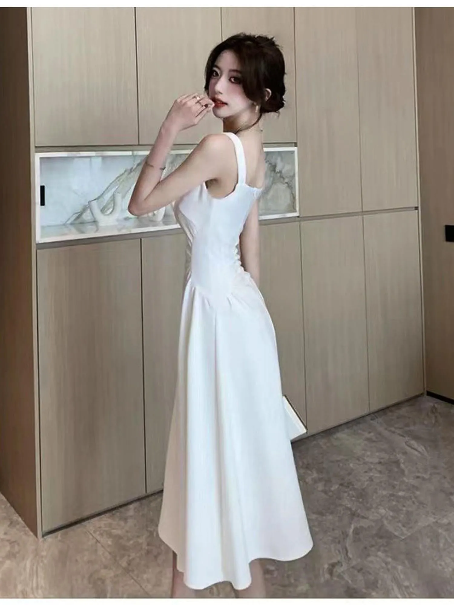 White Square Necked Dress