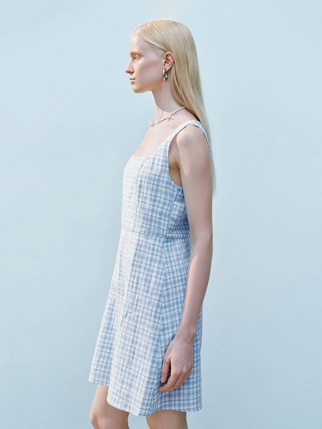Wide Strap Plaid Dresses