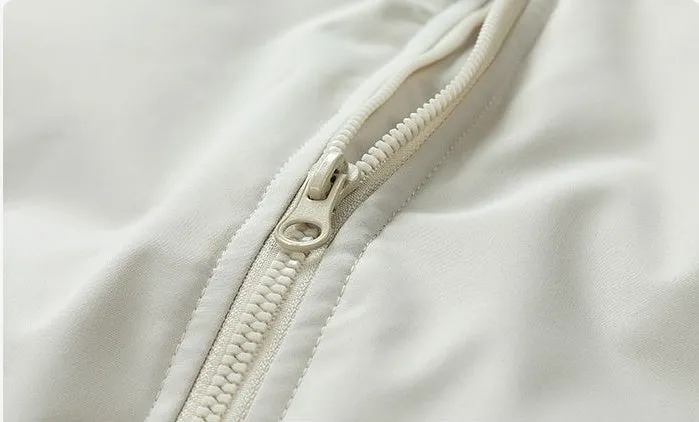 Windproof Relaxed-Fit Full Zip Puffer Jacket in Solid Colors