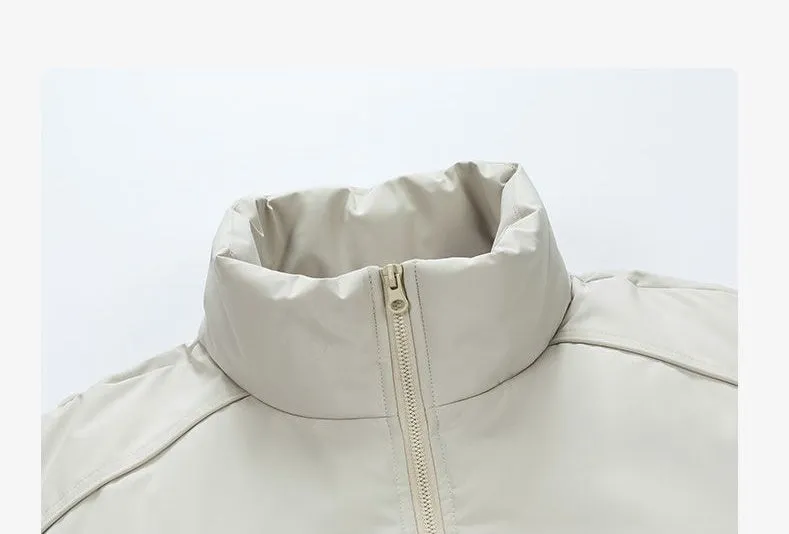 Windproof Relaxed-Fit Full Zip Puffer Jacket in Solid Colors