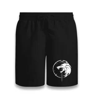 Wolf and Sword Black Shorts