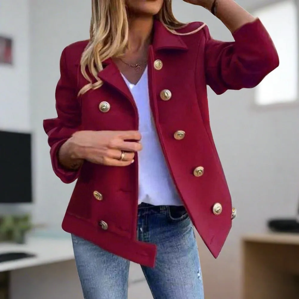 Women's Elegant Thick Solid Color Buttoned Blazer | Ideal for All Seasons