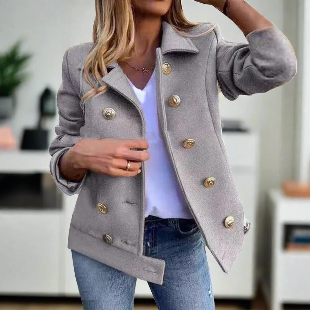Women's Elegant Thick Solid Color Buttoned Blazer | Ideal for All Seasons