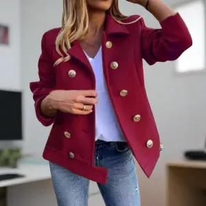 Women's Elegant Thick Solid Color Buttoned Blazer | Ideal for All Seasons