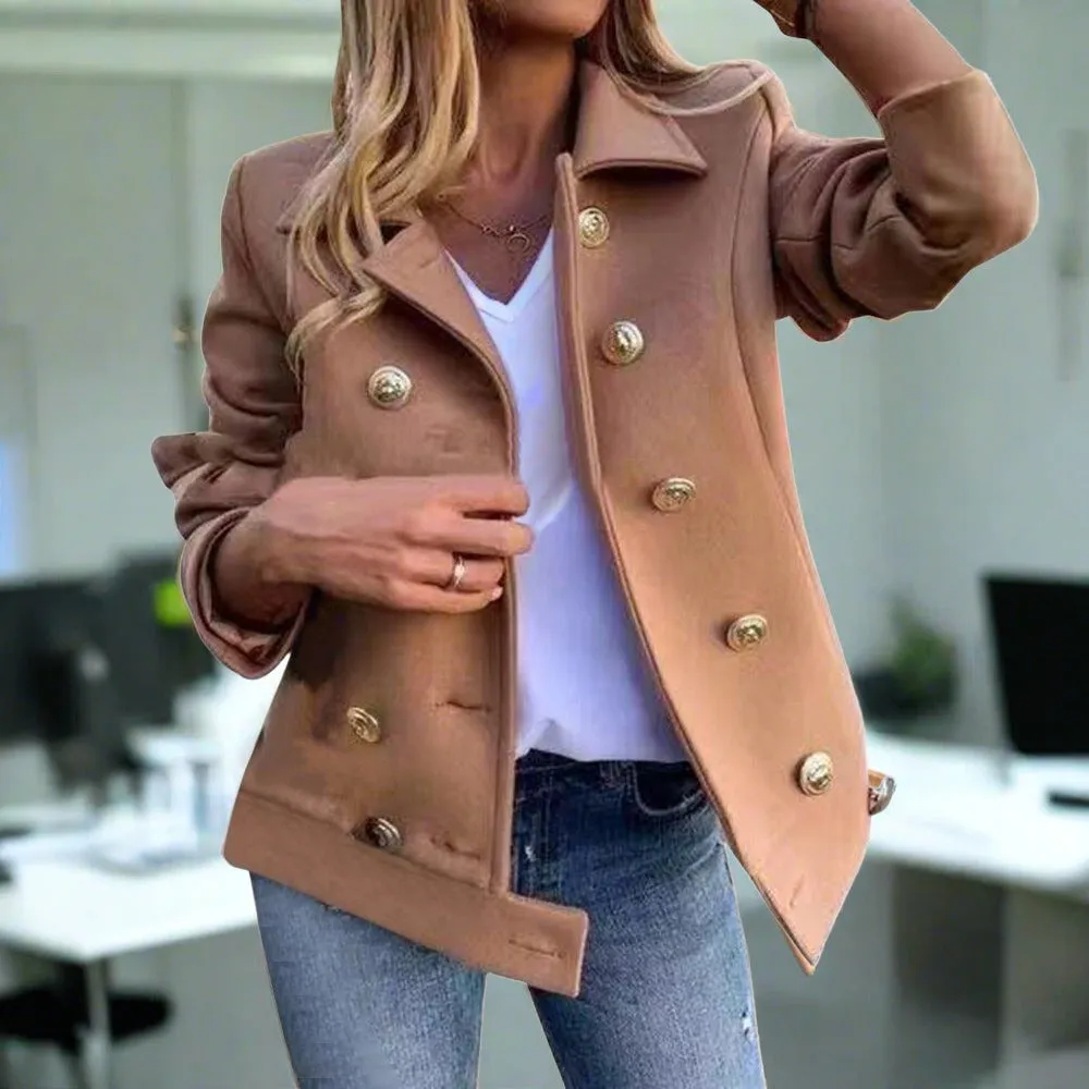 Women's Elegant Thick Solid Color Buttoned Blazer | Ideal for All Seasons
