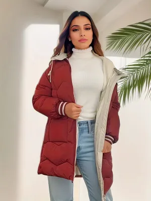 Women's hooded zipper coat by Hauda