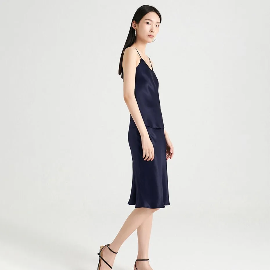 Womens Silk Midi Dresses Pure Silk Skirt Wedding Guest Party Dresses