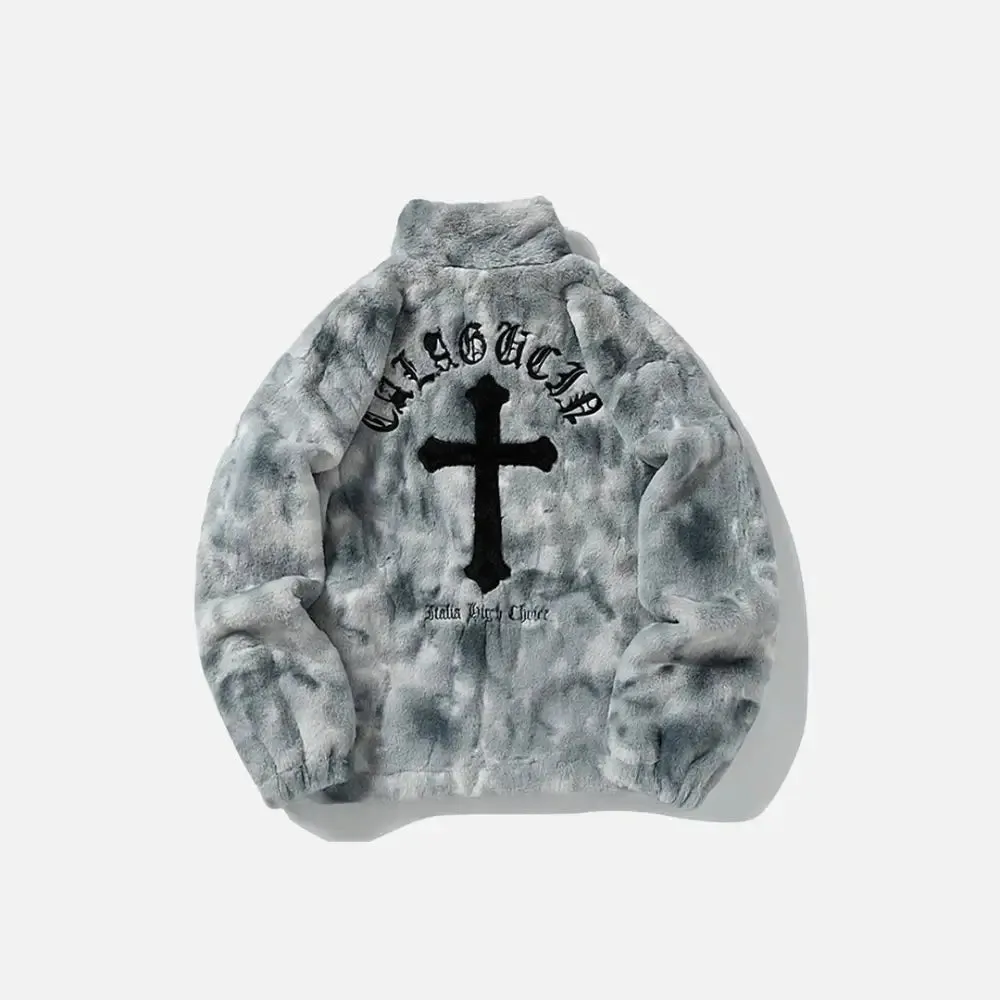 Y2K Fur Letters Jacket for Bold Fashion Statements