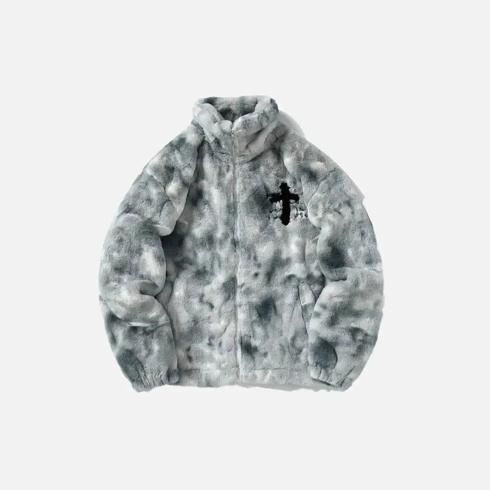 Y2K Fur Letters Jacket for Bold Fashion Statements