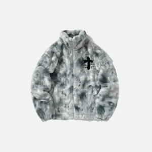 Y2K Fur Letters Jacket for Bold Fashion Statements