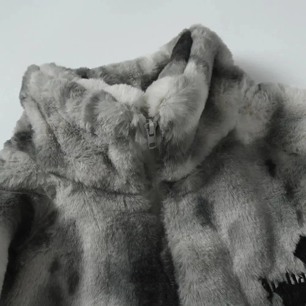 Y2K Fur Letters Jacket for Bold Fashion Statements