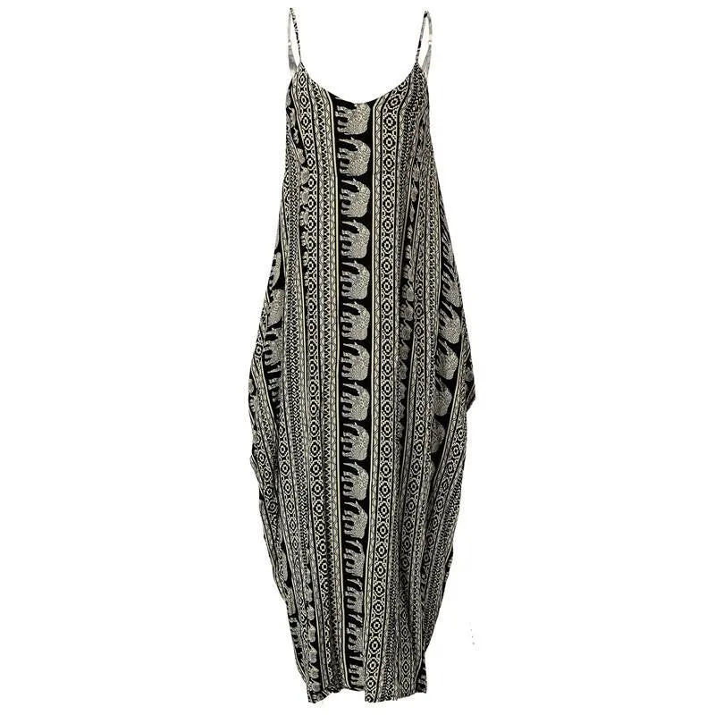 ZANZEA Boho Long Dress Women's Spaghetti Strap Backless Floral Print Loose Sleeveless Maxi Beach Dresses Plus Size Vestidos