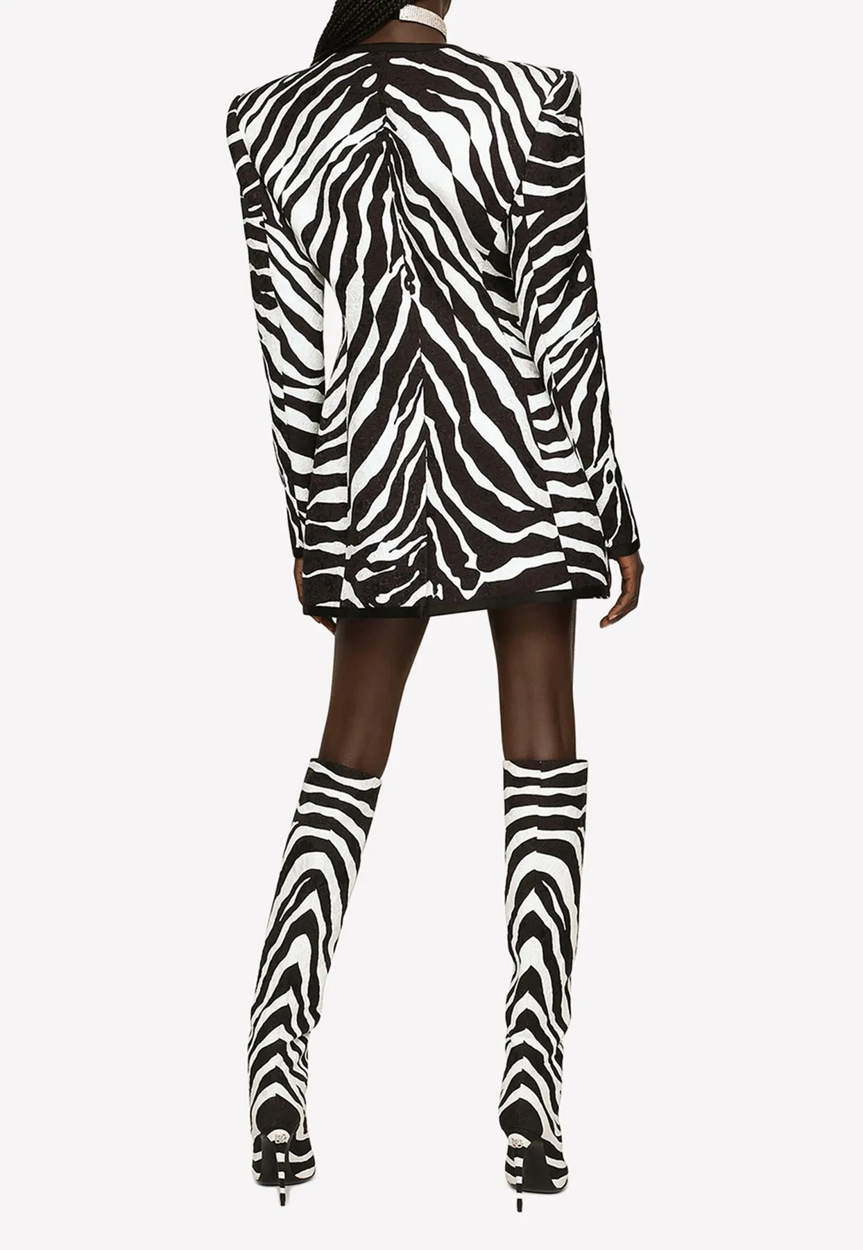 Zebra Print Jacquard Brocade Blazer