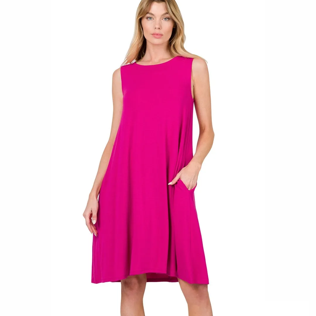 Zenana Black A-Line Loose Fit Sleeveless Mini Dress RD-9494