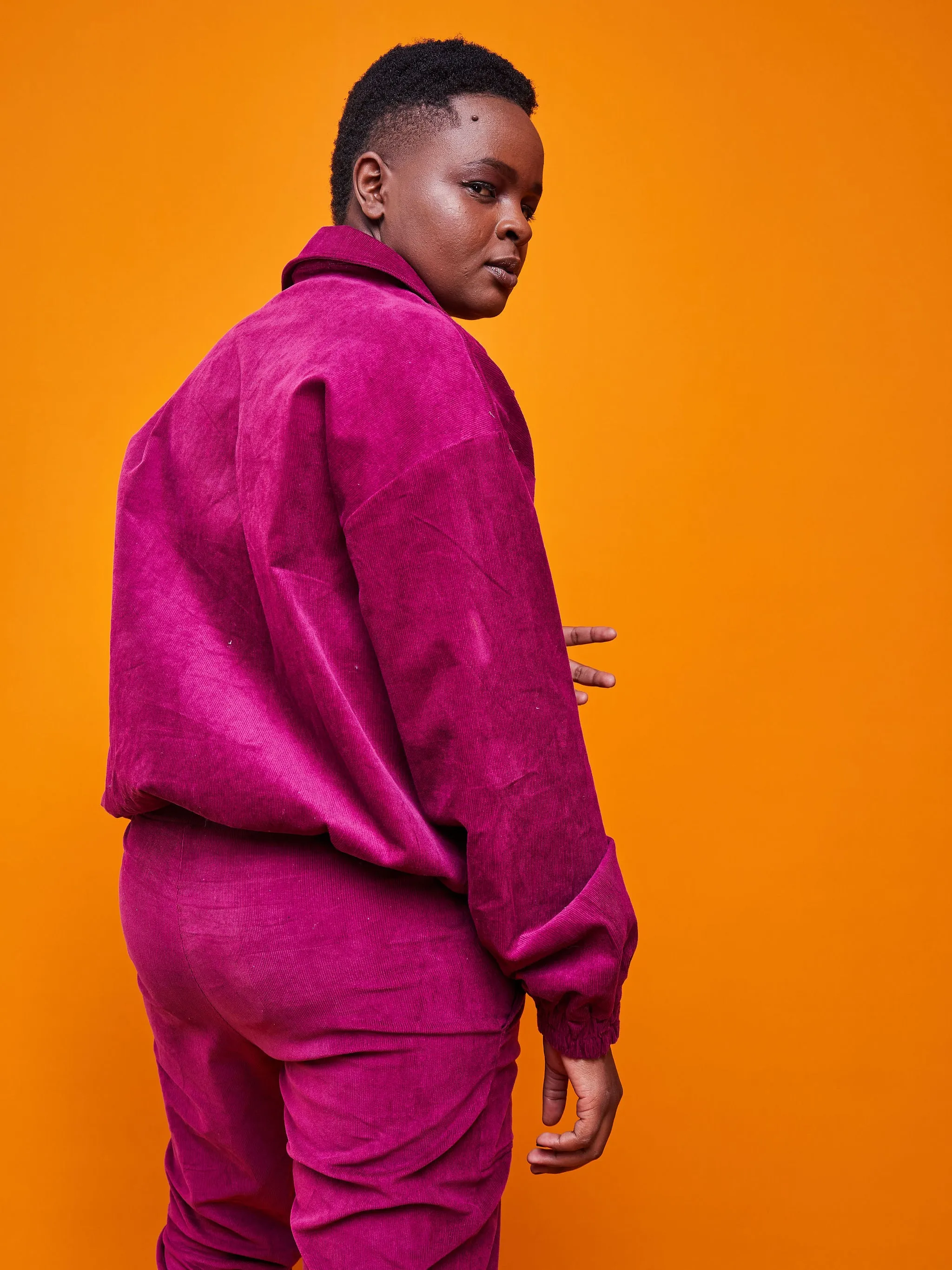 Zoya Brave Cordudoy Bomber Jacket - Raspberry