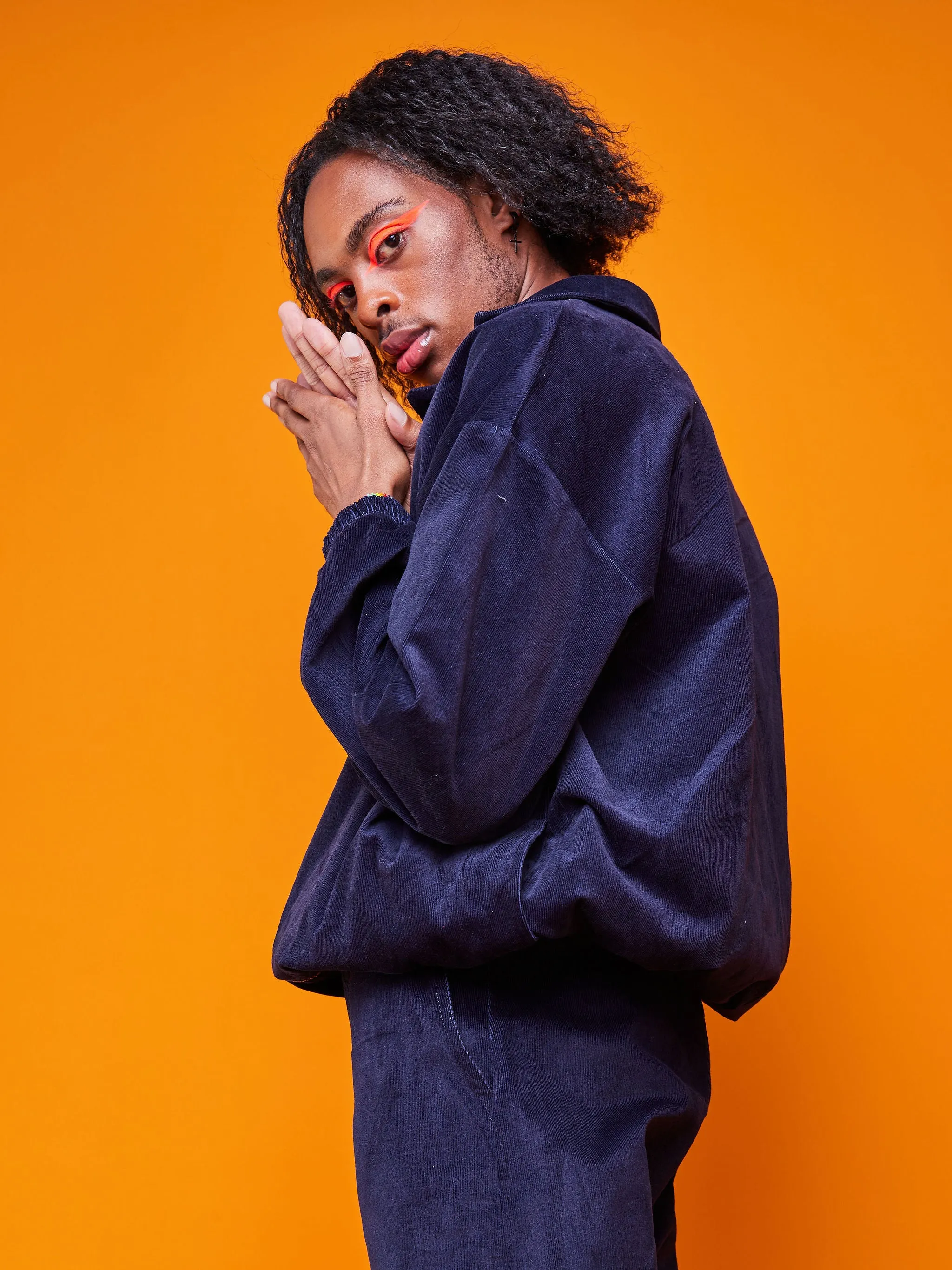Zoya Brave Corduroy Bomber Jacket - Navy Blue
