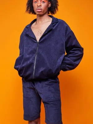 Zoya Brave Corduroy Bomber Jacket - Navy Blue