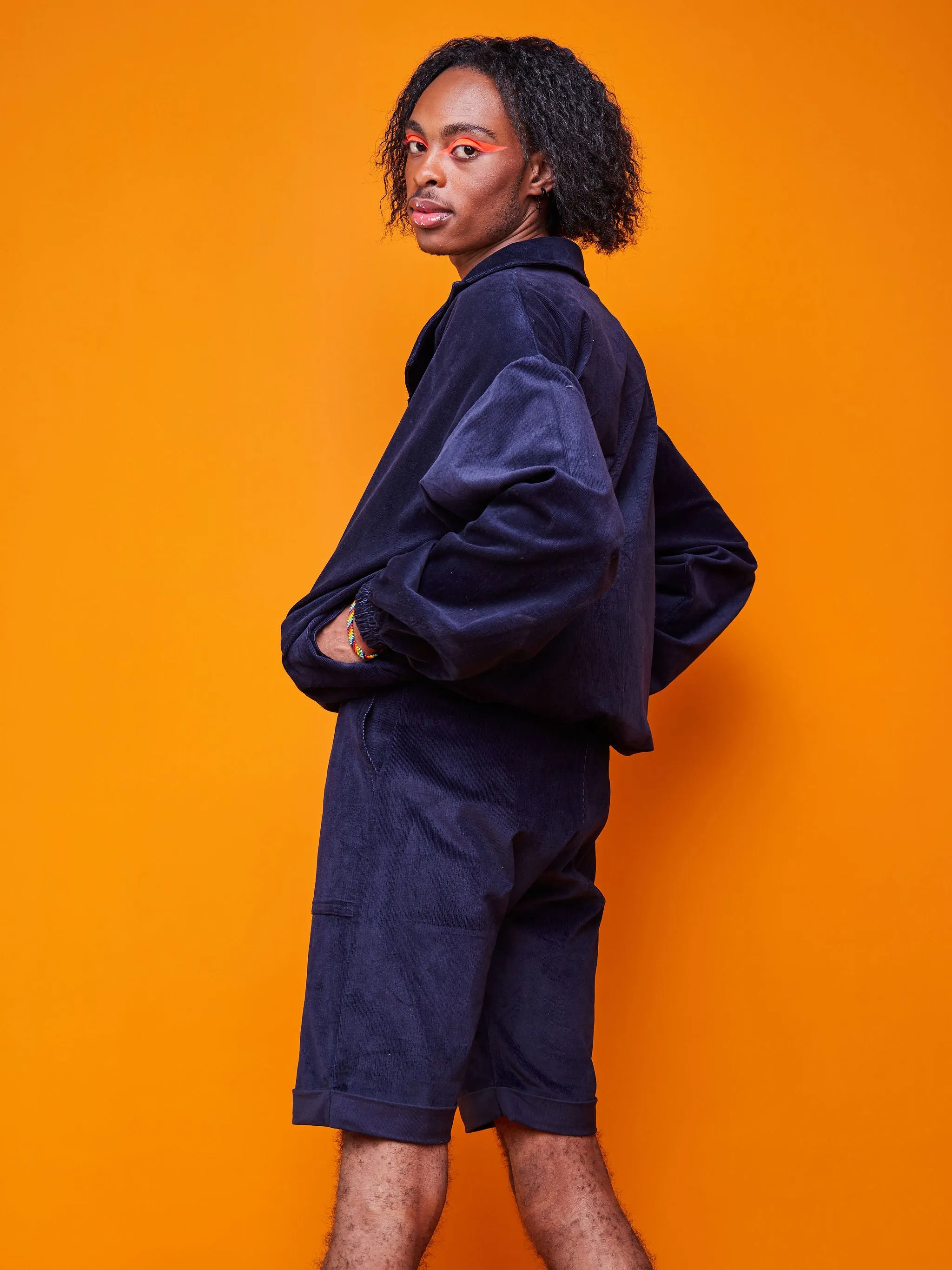 Zoya Brave Corduroy Bomber Jacket - Navy Blue